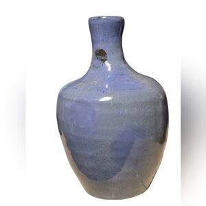 Handcrafted Ceramic Studio Art Pottery Vase Signed Periwinkle Blue